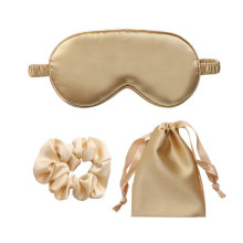 RTS 3 Sets Custom Logo Satin Silk Sleep Eye Mask with Hairband Scrunchies